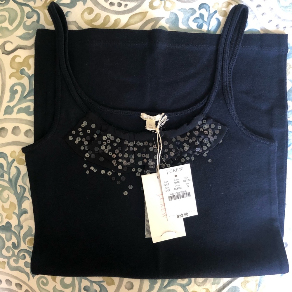NWT NBW J. Crew Navy Blue Sequin Tank Top
